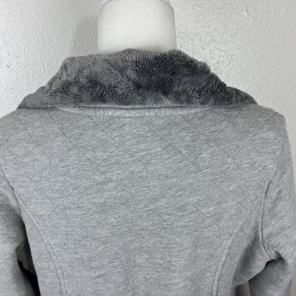 The North Face Sweater Women Medium Grey Soft Fleece Line Zip Up Mid Length Cold - Picture 13 of 16